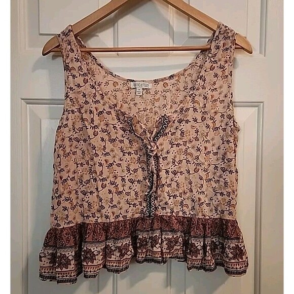 Patrons Of Peace Womens Medium Tops Lot Of 2 Sleevless Floral Boho Cottage Core - Picture 15 of 16